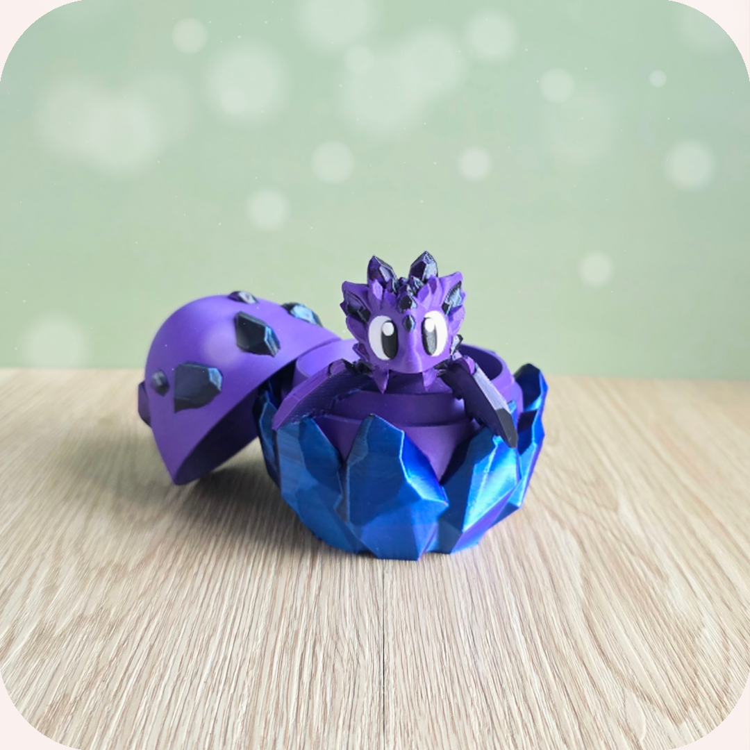 Figurine 3D dragon cristal figurine articulée dans son œuf