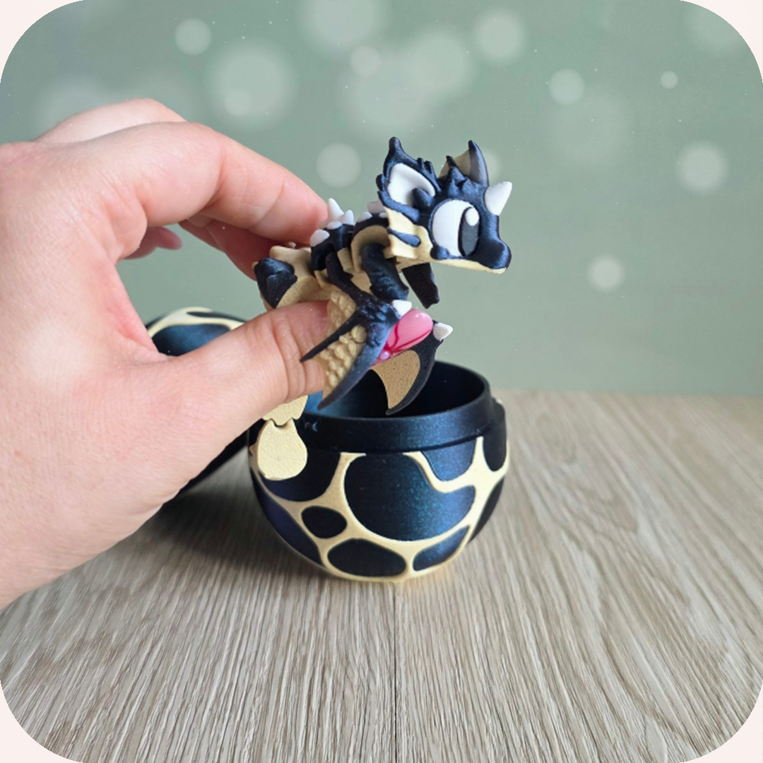 Figurine 3D dragon marin figurine articulée dans son œuf