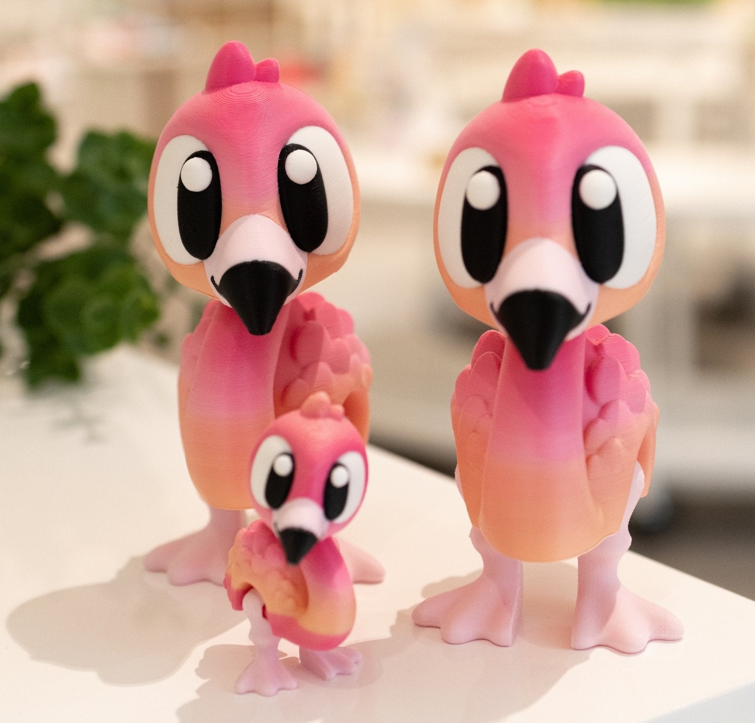 Personnages kawaii animaux Flamands roses 3D