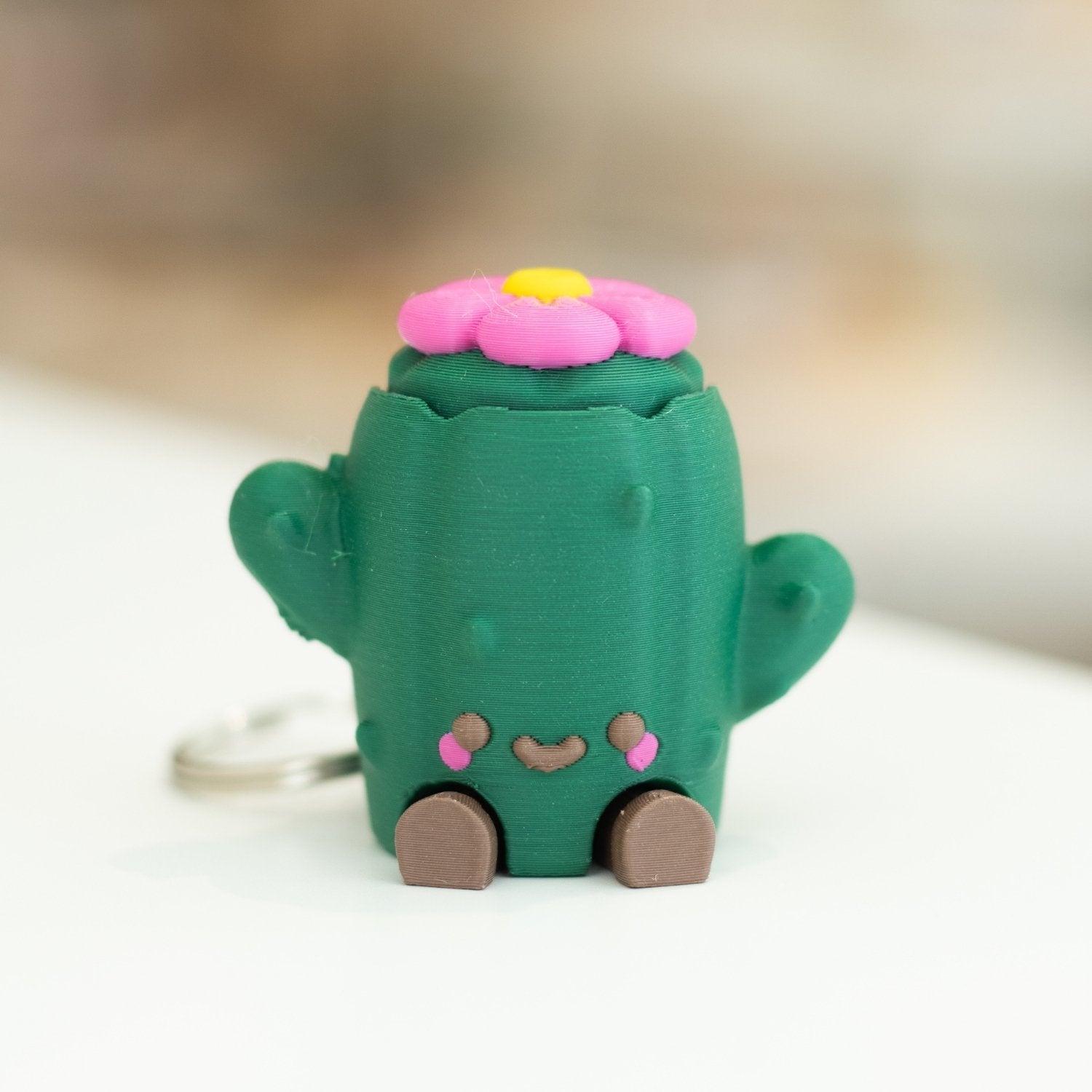 Porte-clé Cactus Kawaii 3D, clicker anti-stress