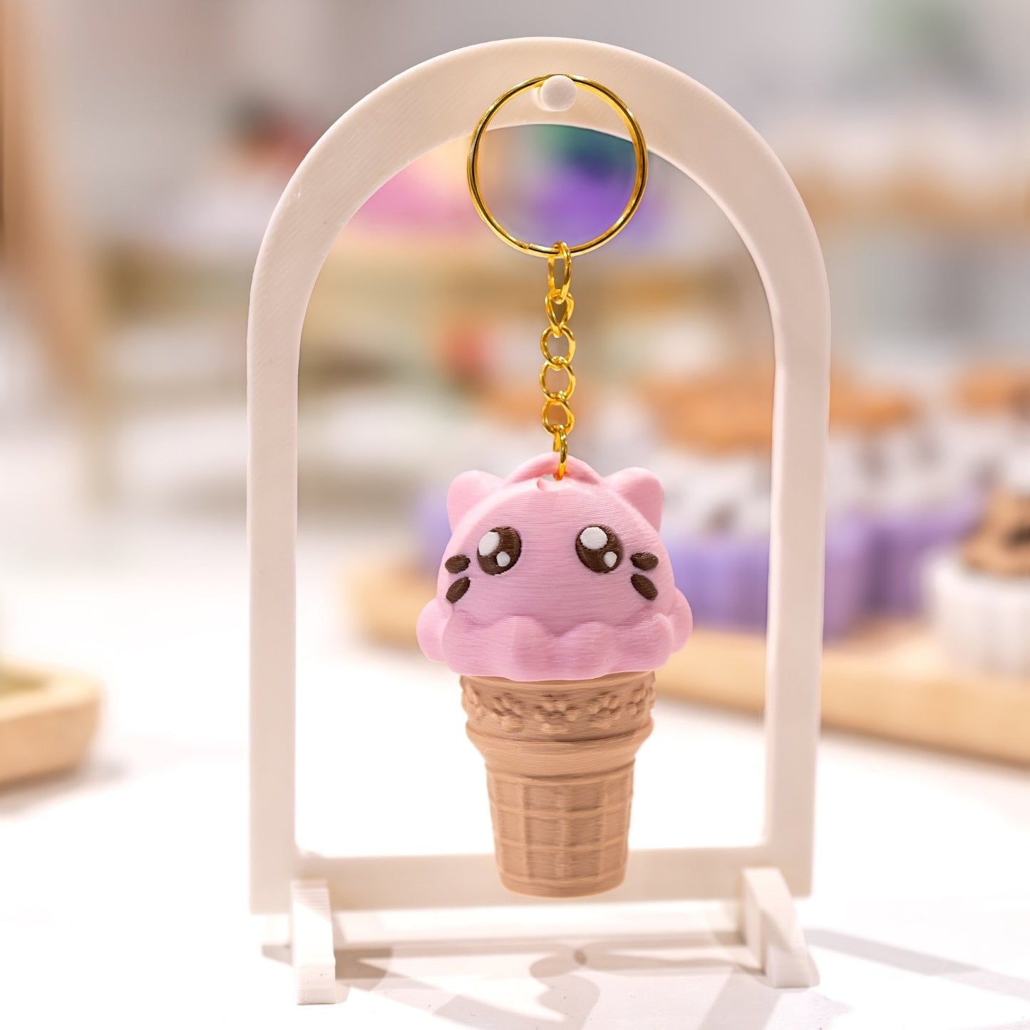 Porte-clé clicker glace rose kawaii clicker fidget