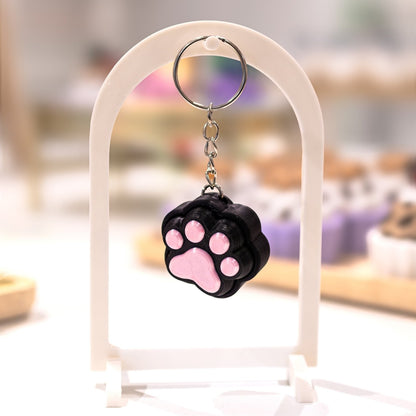 Porte-clé patte de chat noire kawaii clicker fidget anti-stress