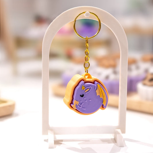 Porte-clé dragon qui dort, clicker anti-stress