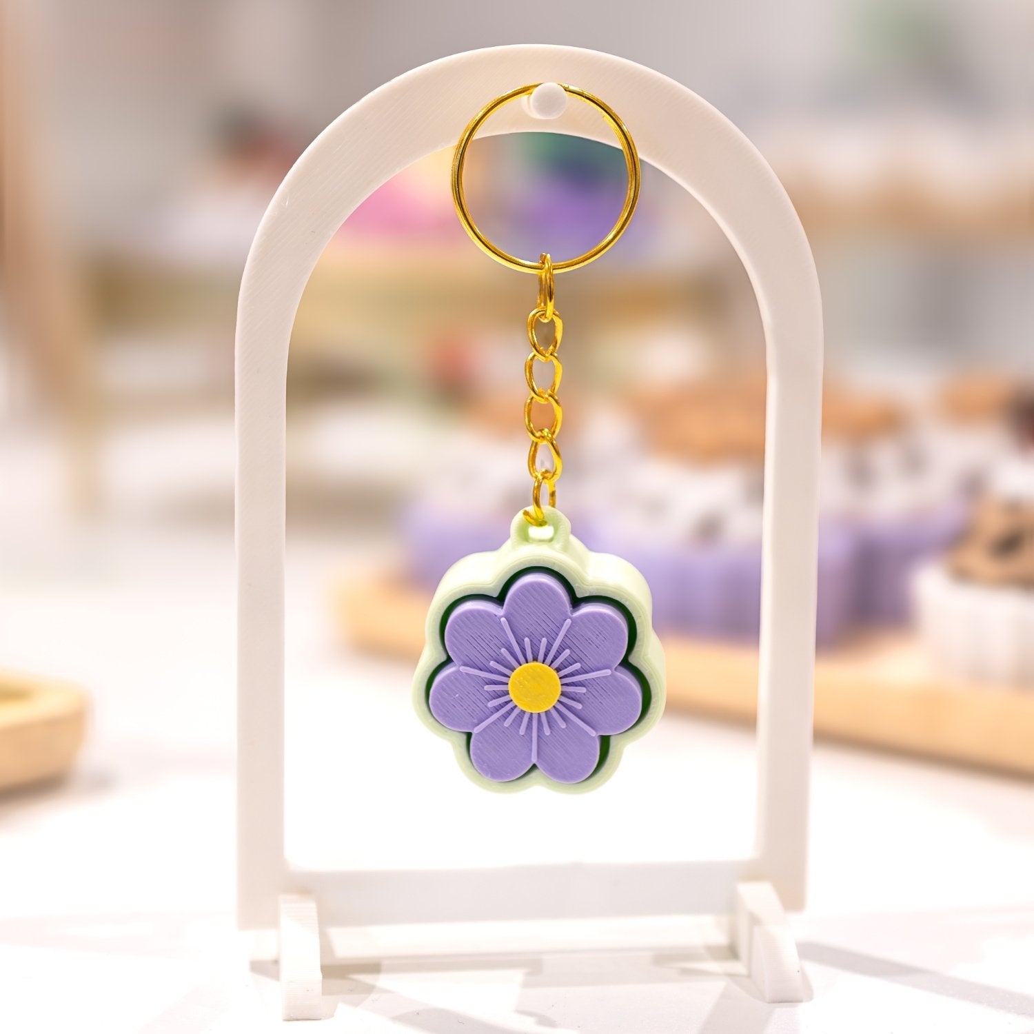Porte-clé kawaii fleur clicker fidget anti-stress