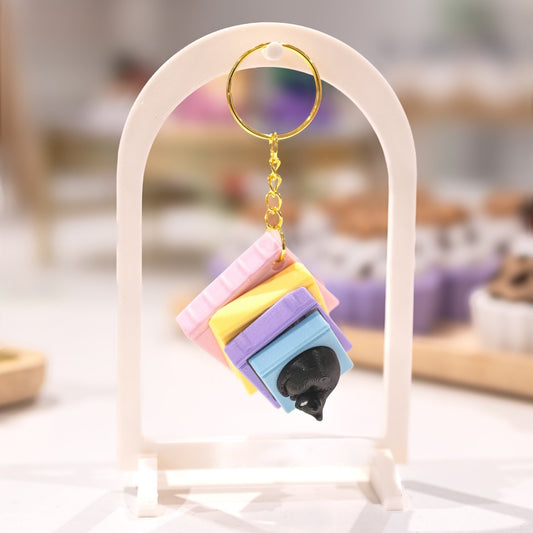 Porte-clé mignon livre chat noir kawaii clicker fidget anti-stress
