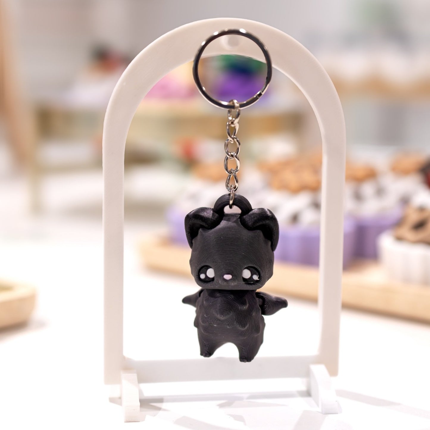 Porte-clé mignon chat noir kawaii imprimé en 3D à Cognac