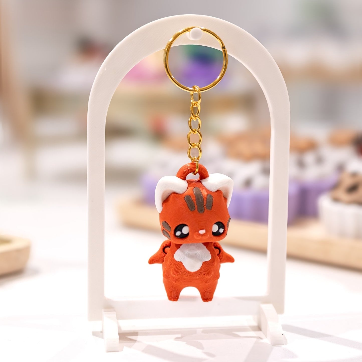 Porte-clé mignon chat roux kawaii imprimé en 3D à Cognac