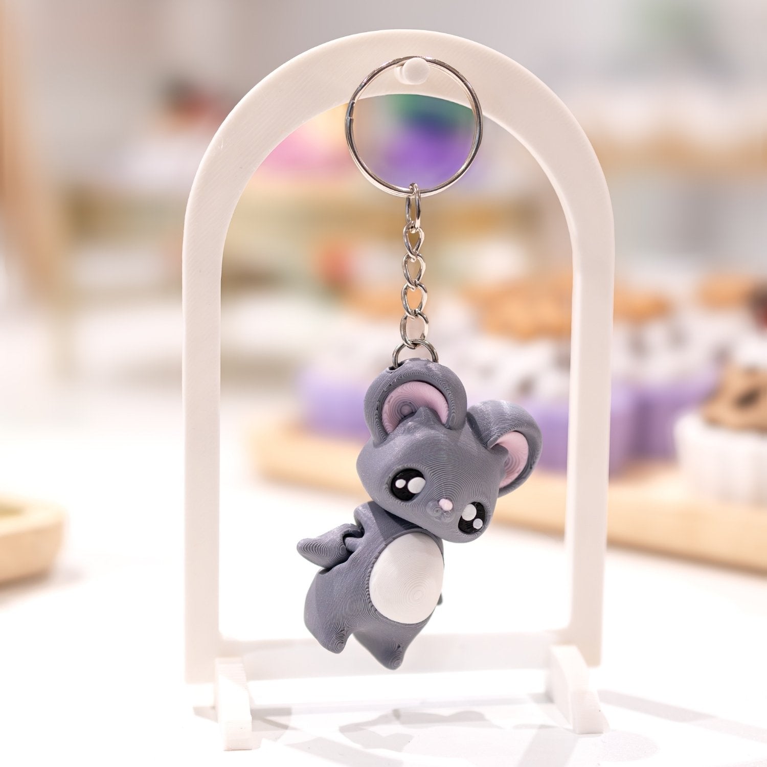 Porte-clé mignon souris kawaii imprimé en 3D à Cognac