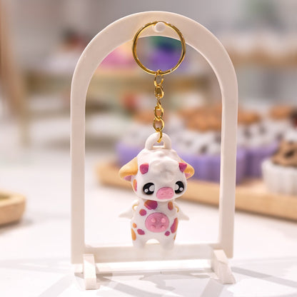Porte-clé mignon vache kawaii imprimé en 3D à Cognac