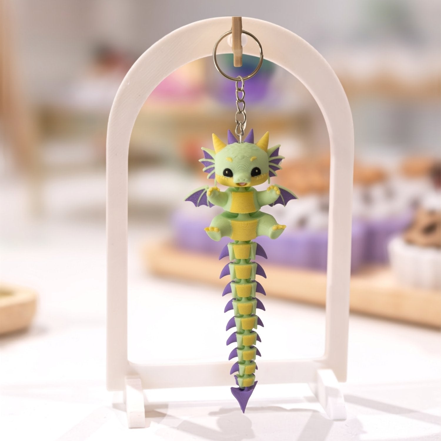Porte-clé rigolo dragon. Porte-clé long et articulé Ohana Dream