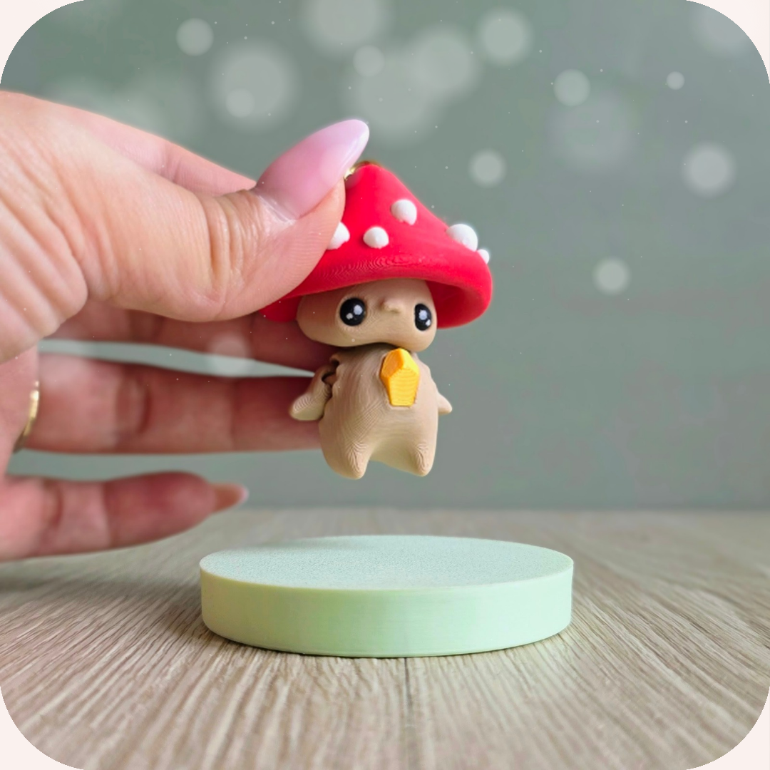 Porte-clés mignons 3D champignon, esprit kawaii