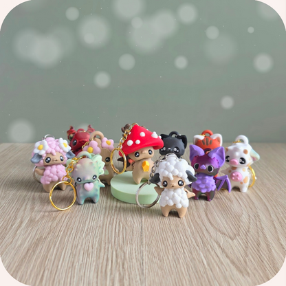 Porte-clés mignons 3D, esprit kawaii