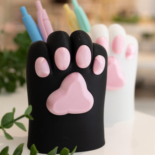 Pot à crayon 3D chat noir kawaii. Imprimé en 3D à Cognac
