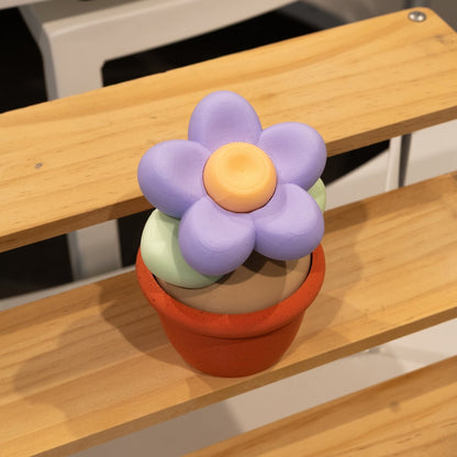 Pot de fleurs 3D pot brique vert pastel fleurs mauve