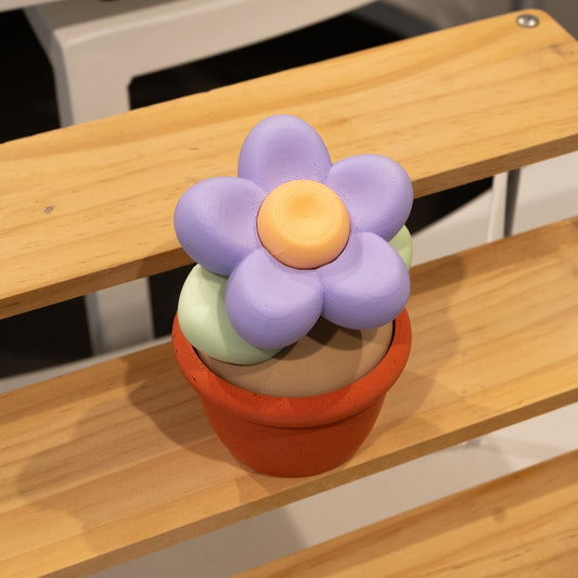 Pot de fleurs 3D pot brique vert pastel fleurs mauve
