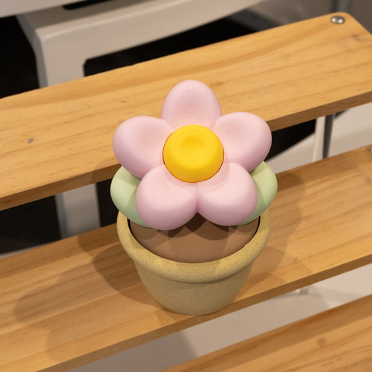 Boîte pot de fleurs 3D pot sable vert pastel fleurs rose