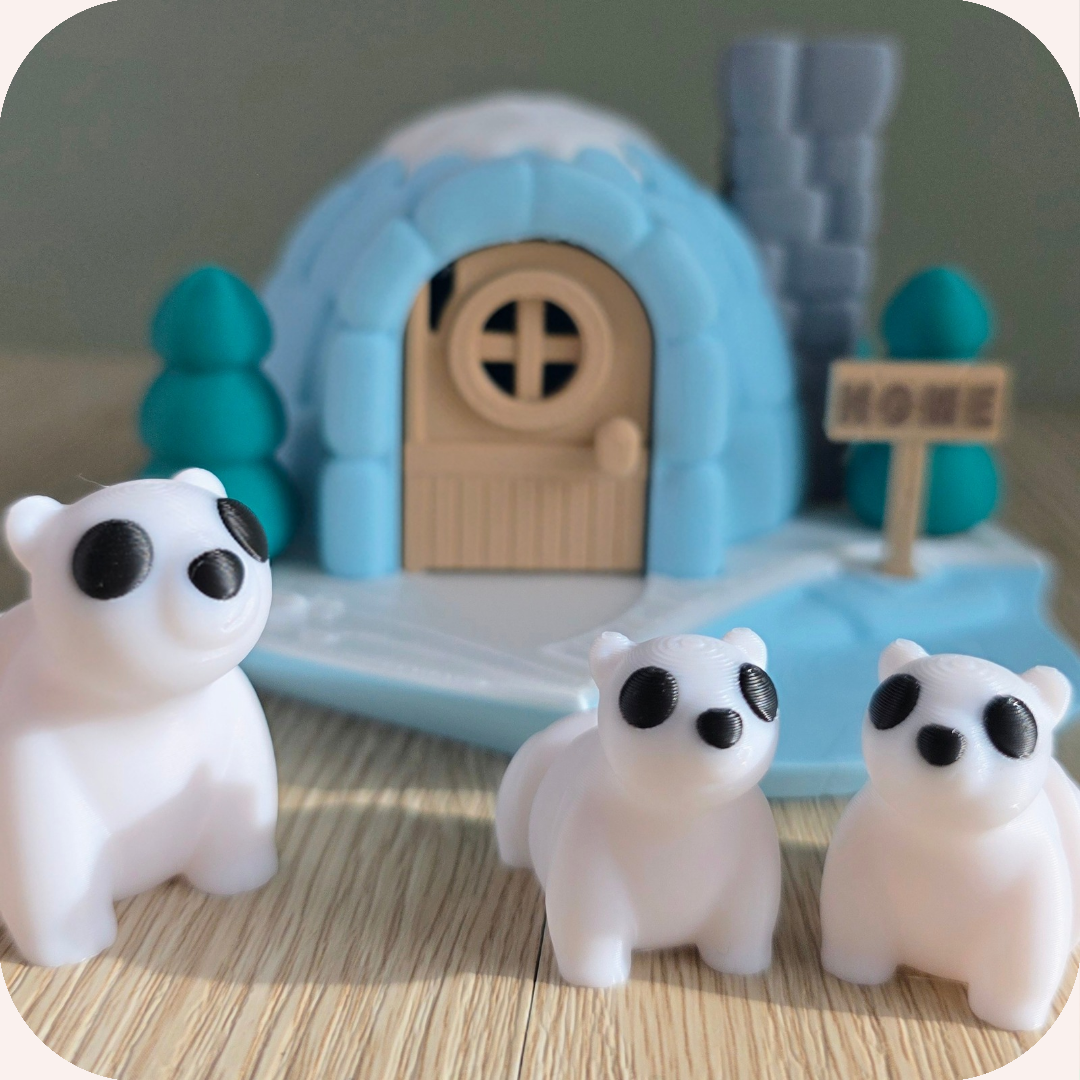 Famille Ours Polaire et son Igloo 🐻‍❄️❄️