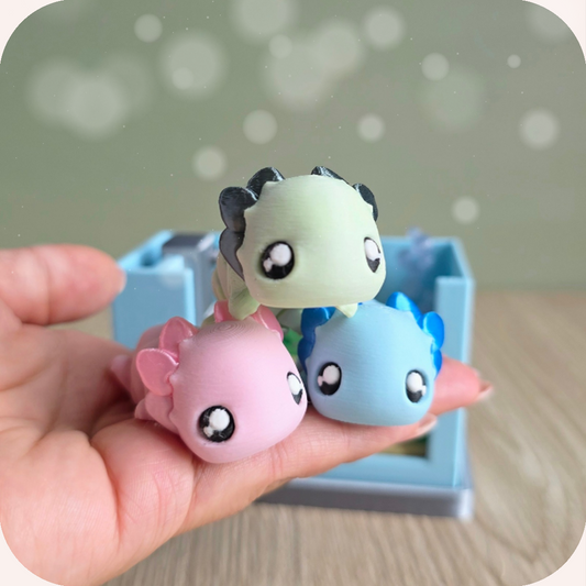 Aquarium avec axolotl articulé